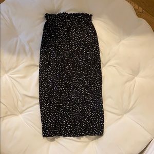Black and white polka dot midi skirt
